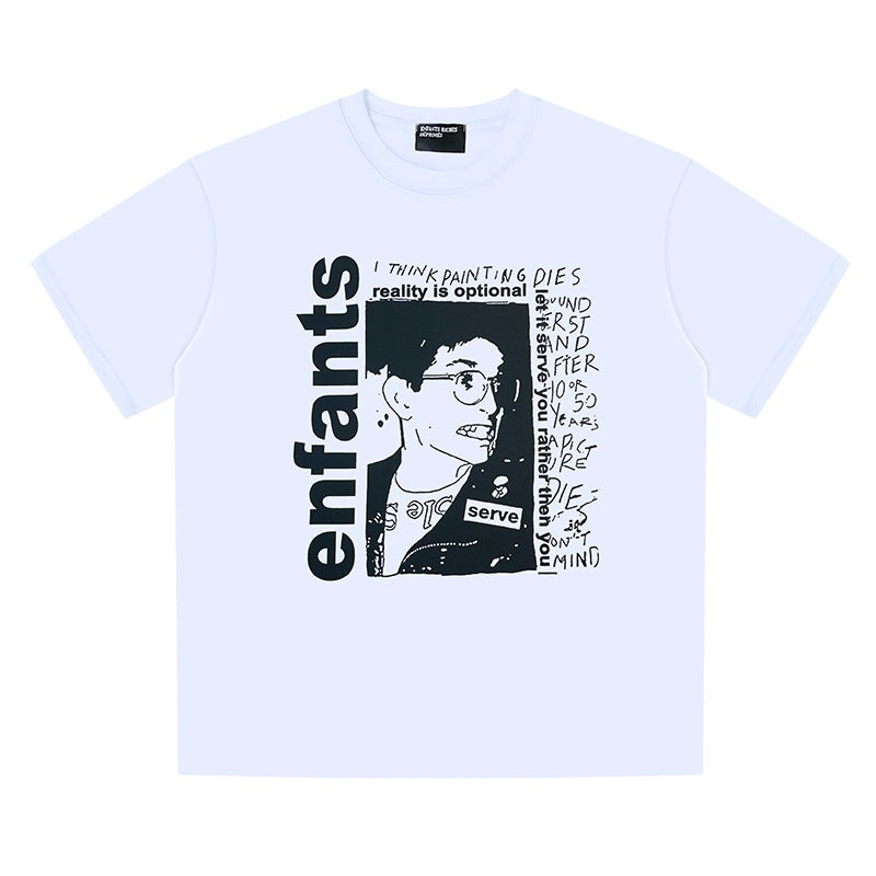 ERD T Shirts Vertical Text Framed Sketch Portrait Street Graphic Top