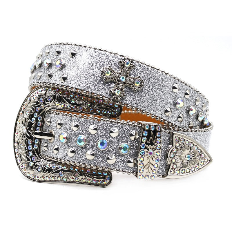 Hip-hop punk rhinestone belt y2k cross accessories