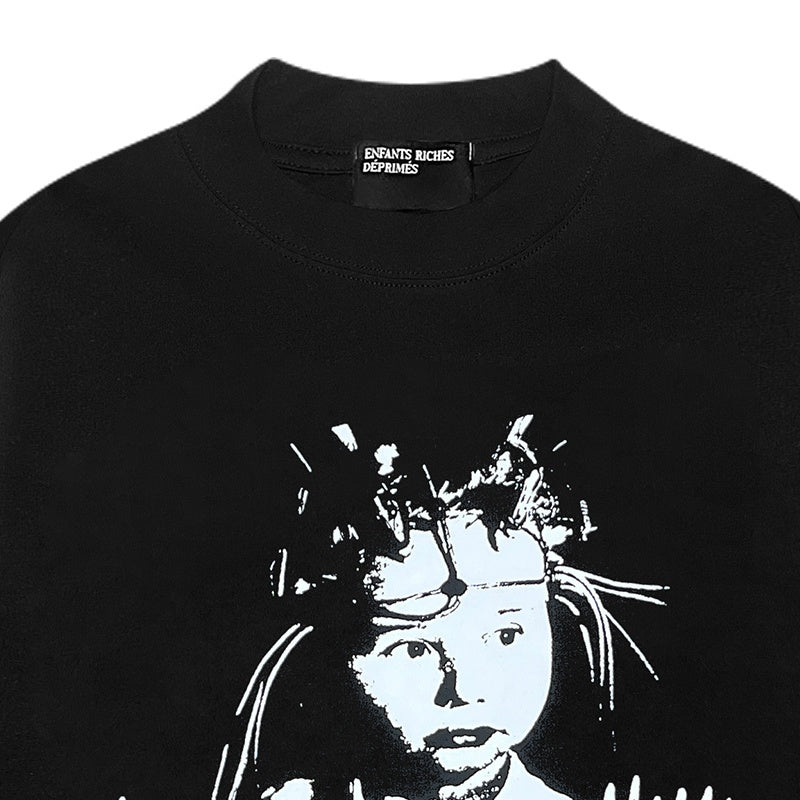 ERD Long sleeved shirt Cropped Streetwear Top Worn-effect Portrait & Letter Graphic