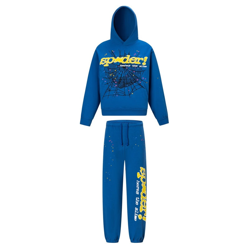 Spiderweb hoodie & sweatpants 2 piece set High-quality pure cotton for autumn and winter
