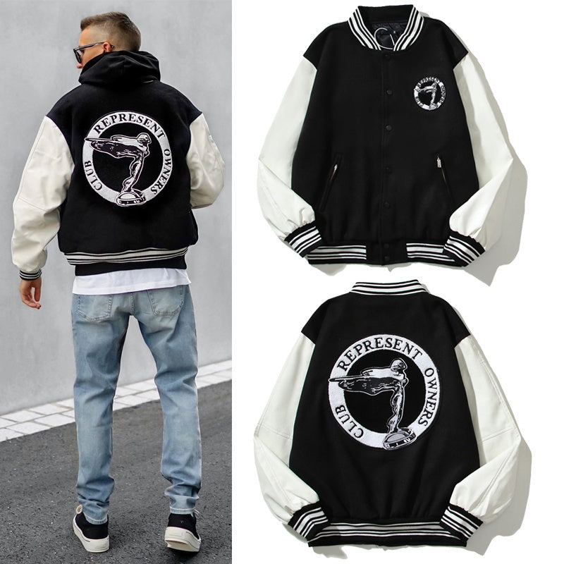 American-style baseball jacket Powered by Represent – Club Logo Embroidery (Vibe Style)