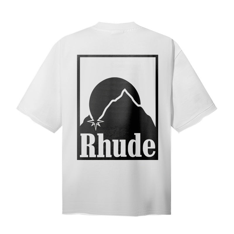 RHUDE T Shirts Outdoor Scenery Square Frame Design