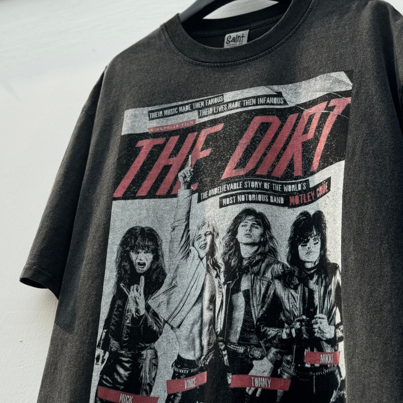 Unisex Vintage T Shirts Motley Crue "THE DIRT" Limited Edition T-Shirt. Features a heavyweight, enzyme-washed finish and custom heavyweight brushed fabric with a vintage feel. High-quality direct-to-garment (DTG) white ink printing for a premium look