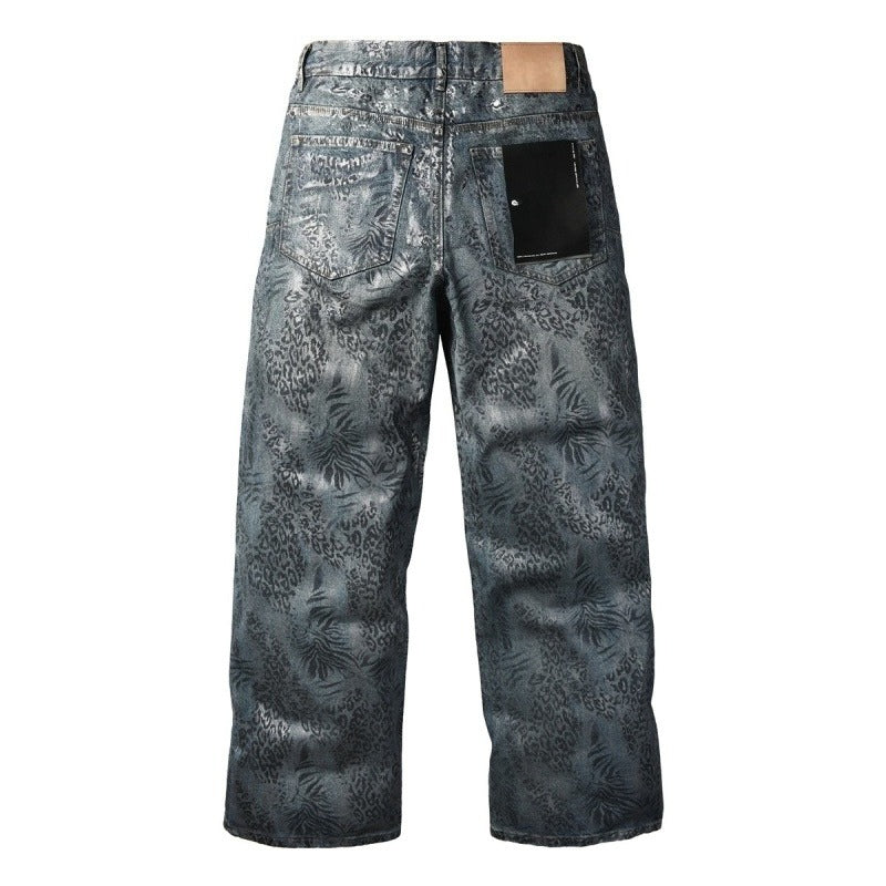 Purple brand Jeans High-quality pure cotton streetwear trousers Loose-fit straight-leg trousers with an all-over print
