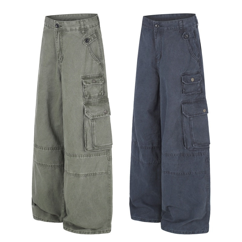 American-style streetwear harem pants Vintage Faded Heavy Canvas Oversized Cut