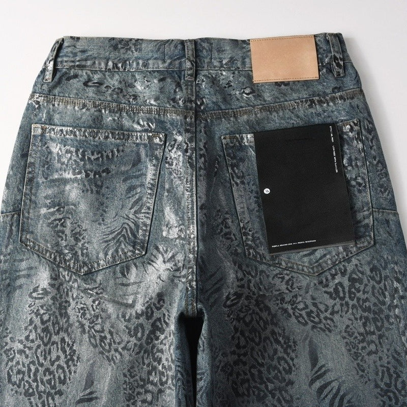 Purple brand Jeans High-quality pure cotton streetwear trousers Loose-fit straight-leg trousers with an all-over print