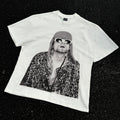 Unisex Vintage T Shirts Nirvana short-sleeve tee featuring a West Coast street-style graffiti and hip-hop aesthetic; crafted from heavyweight fabric with a distressed wash finish and direct-to-garment white ink printing.
