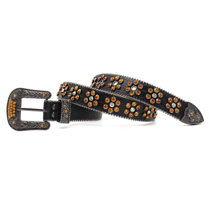 Hip-hop punk rhinestone belt punk style