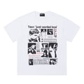 ERD T Shirts Newspaper Grid Collage Distressed Portrait Graphic Top