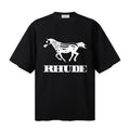 RHUDE T Shirts Vintage Equestrian Bold Typography Print