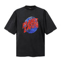 Saint Michael T Shirts Faded Pigment Dyed Blue Earth Red Slanted Text Graphic