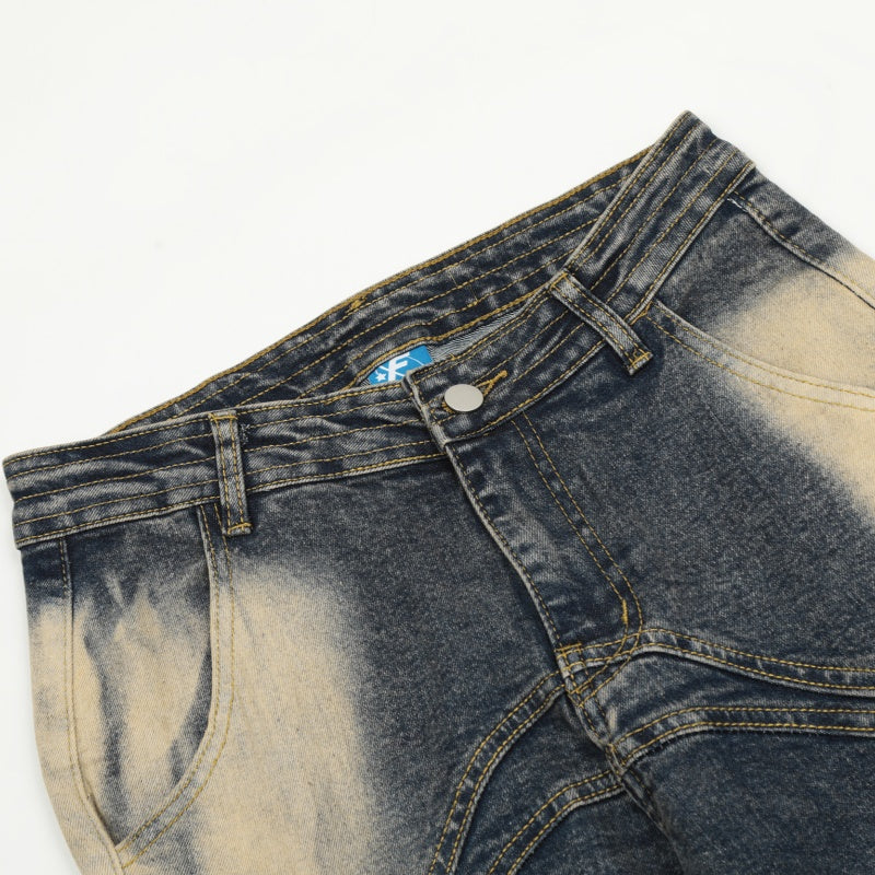 American-style streetwear harem pants Contrast Cloud Washed Flare Streetwear Trousers