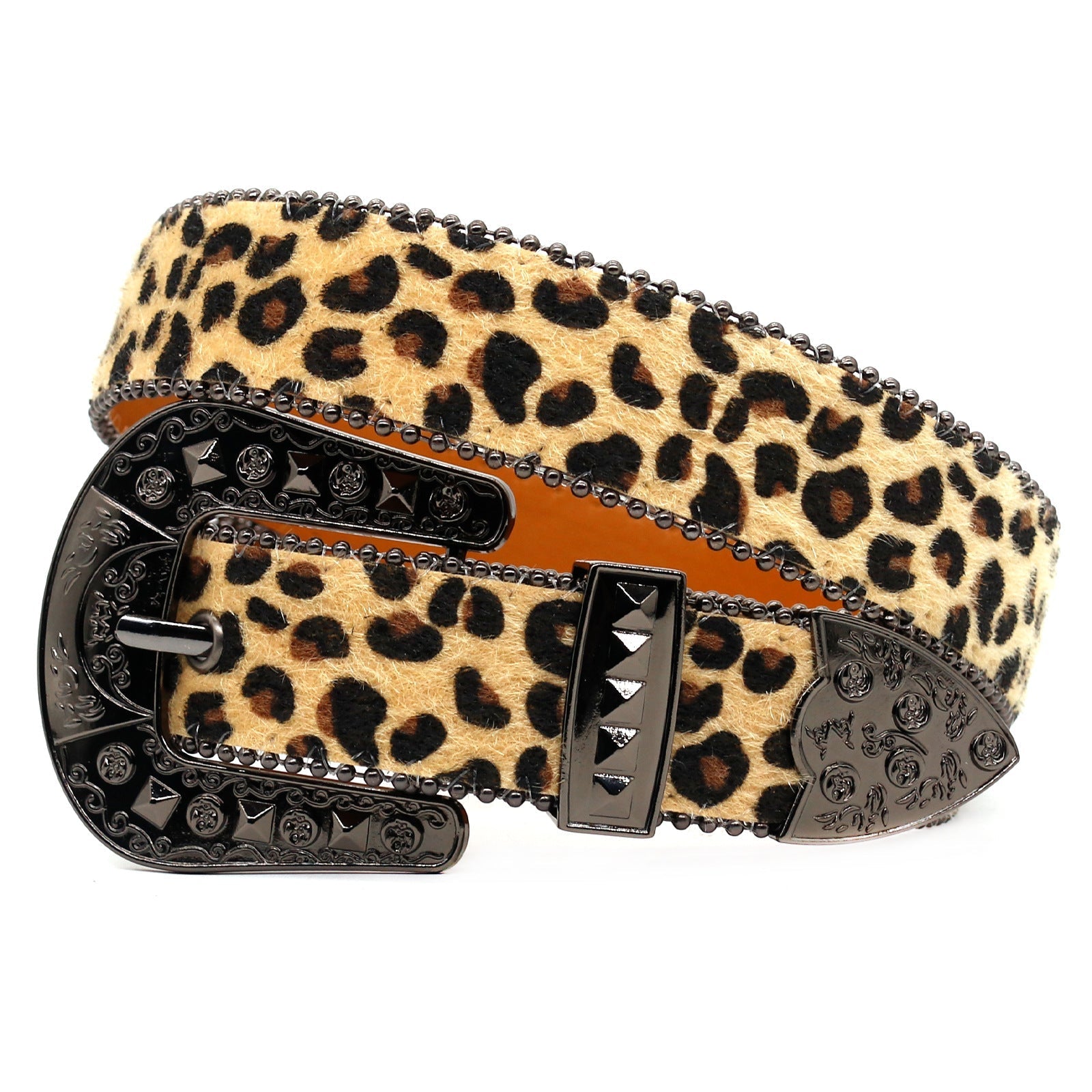 Hip-hop punk rhinestone belt leopard print