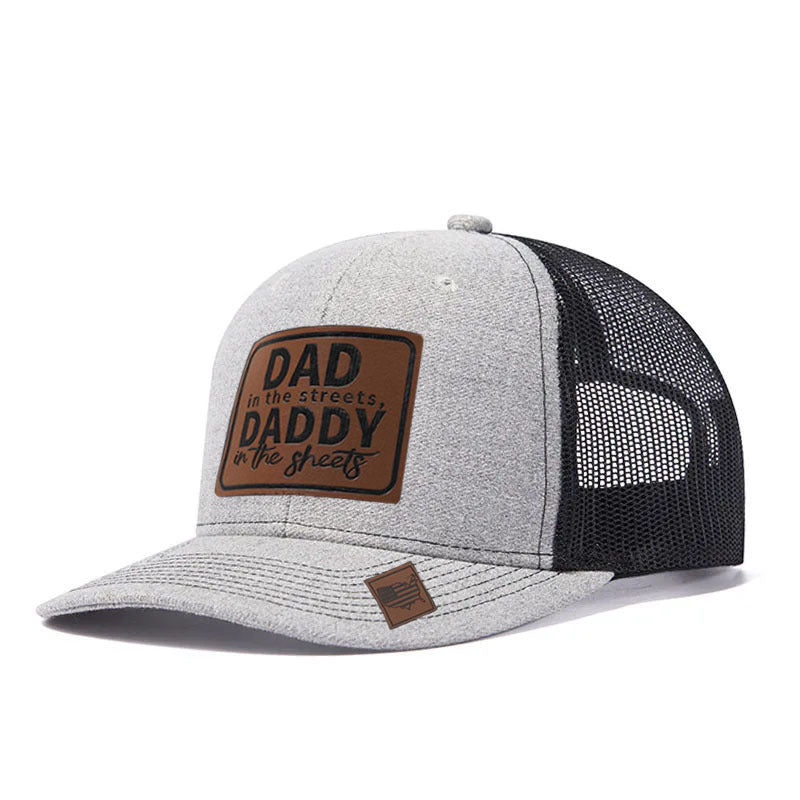 Trendy flat brimmed snapback hatsleather label letter spring summer mesh hat sunshade