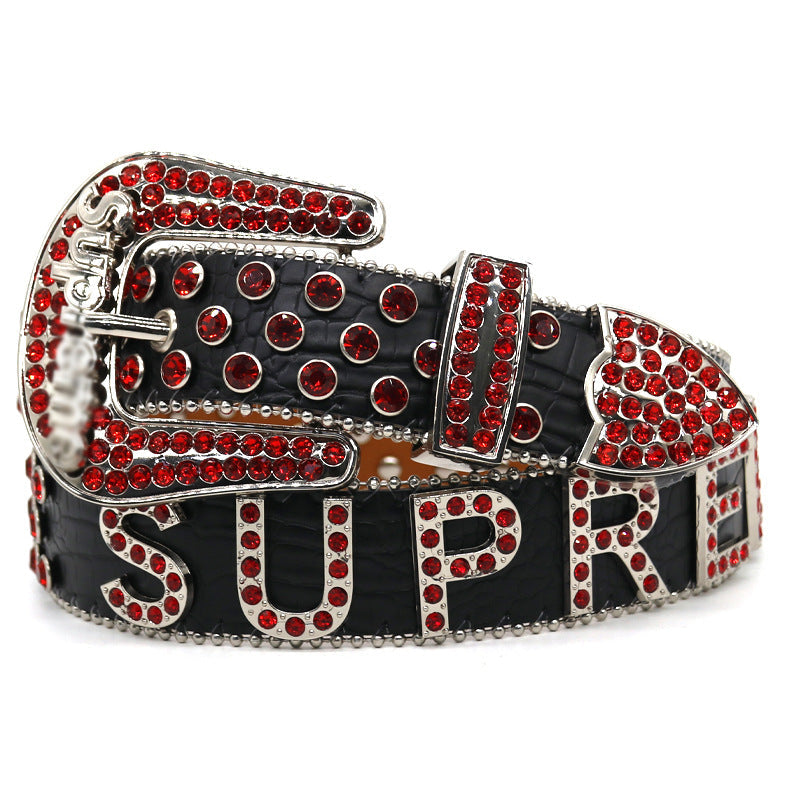 Hip-hop punk rhinestone belt punkletter pin buckle