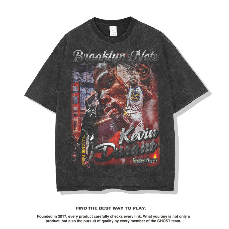 Nba T Shirt Durant Fashion Brand Printing Short Sleeve T-shirt High-quality pure cotton comfortable and trendy clothing