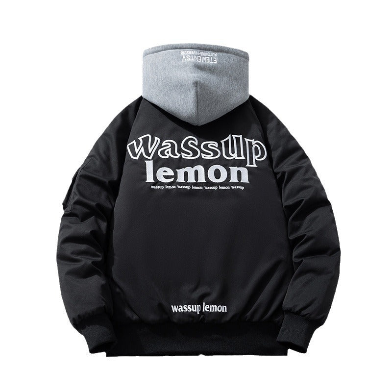 Men Vintage Jackets Jacket Embroidered Bomber Jacket Hooded Couple Baseball Uniform