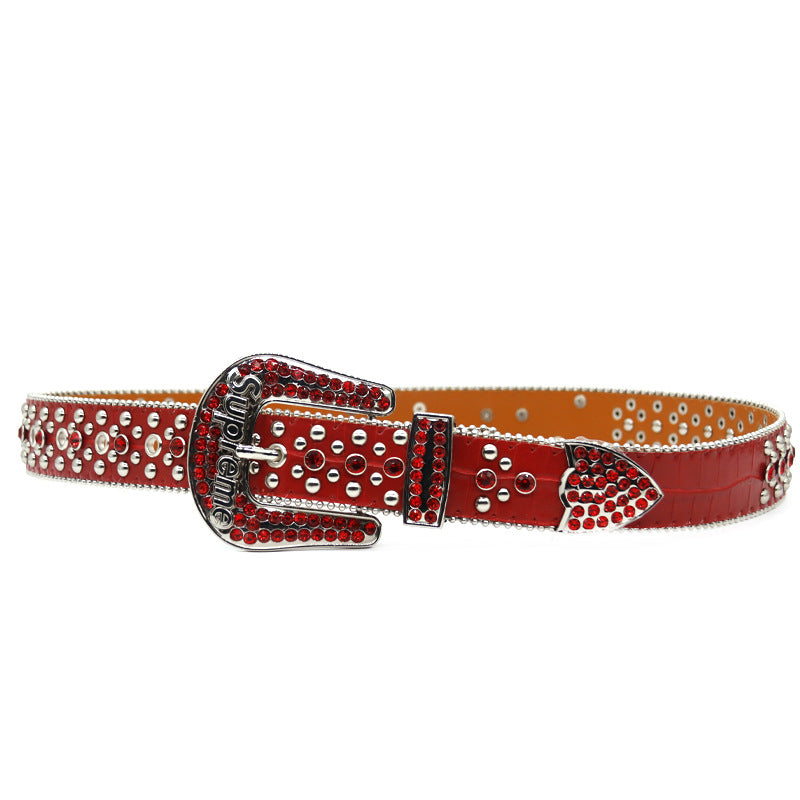 Hip-hop punk rhinestone belt punk letter decoration