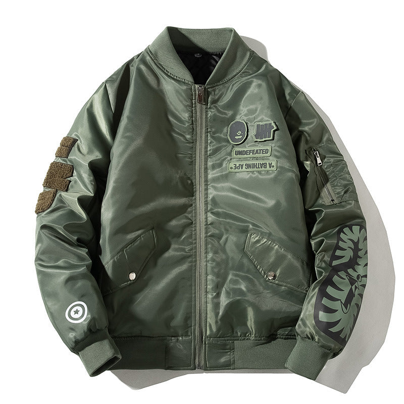 Mens Bomber Jacket MA-1 Winter Thickness available cotton-padded jacket Spring Autumn Winter Embroidery Shark Pilot Baseball Uniform