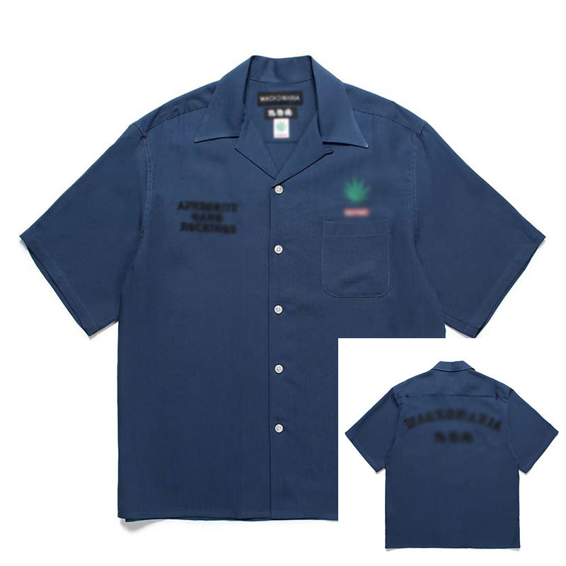 GUILTYPARTIES TIGER Shirts High Times25ss Joint Solid Color Embroidered Hawaiian Short Sleeve Shirt