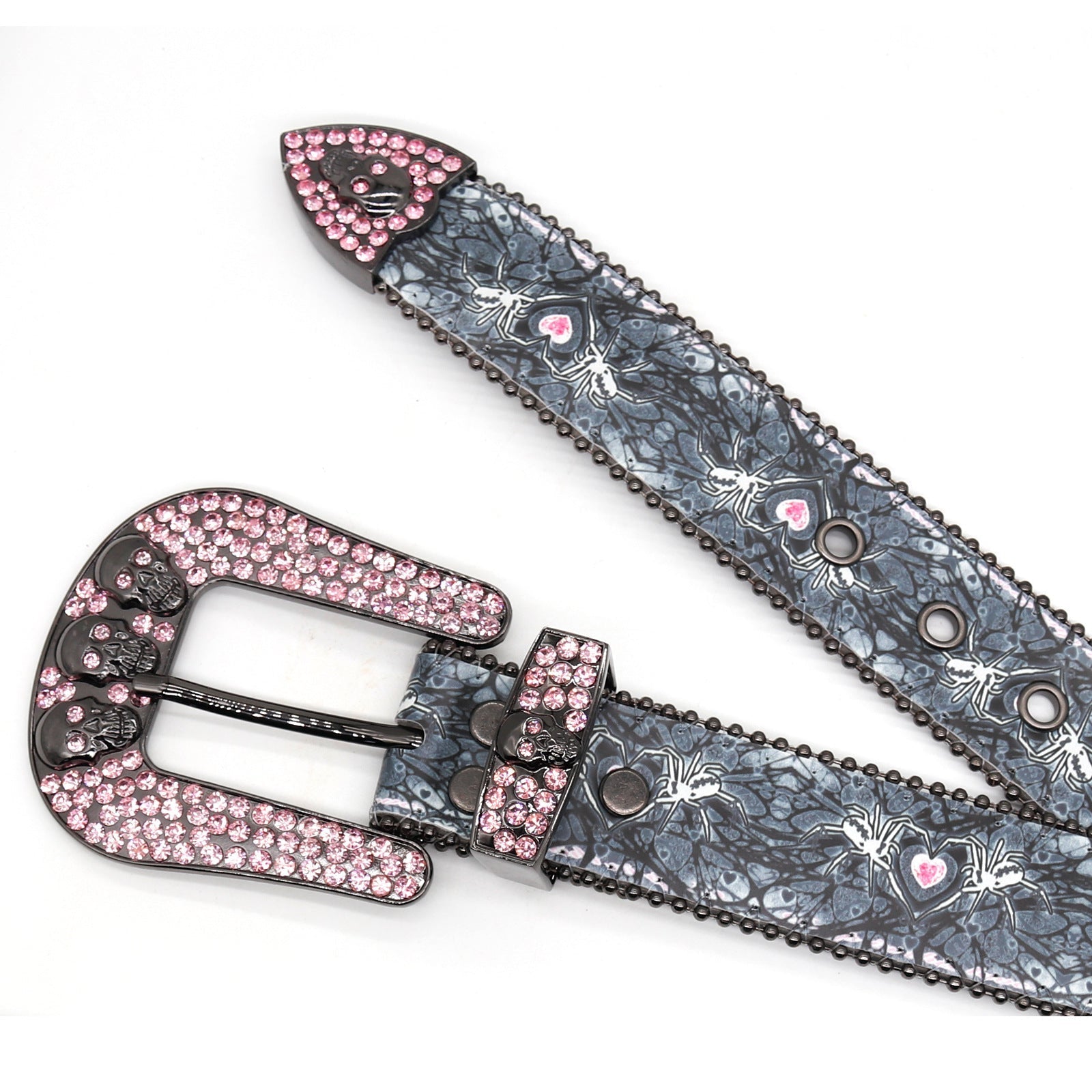 Hip-hop punk rhinestone belt skull alloy pin buckle