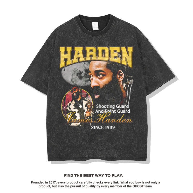 Nba T Shirt Printed Short Sleeve T-shirt Top Washed Pure Cotton High-quality pure cotton comfortable and trendy clothing