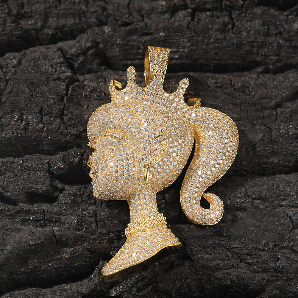 Jewelry ins Crown Barbie Pendant Necklace Copper with Zircon Angel Pieces Royalty Spectrum St. Valentine's