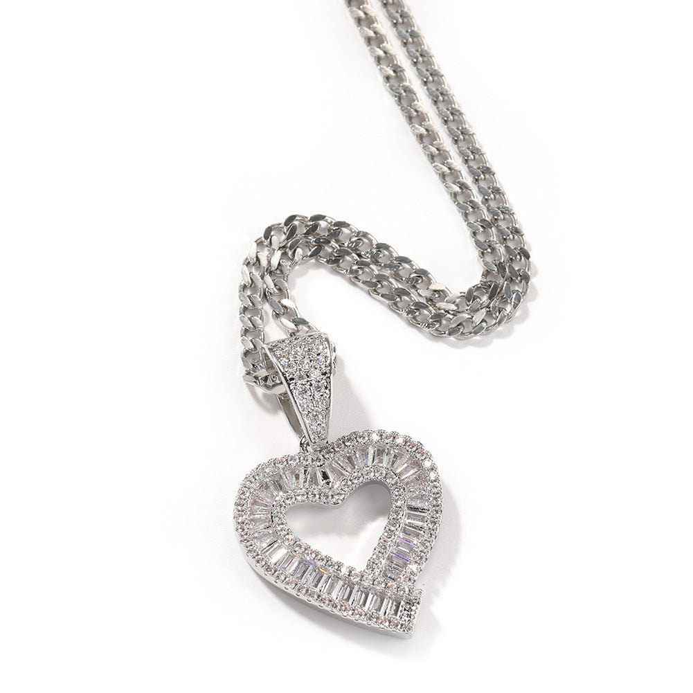 Jewelry T-Square Love Pendant Personality Trend Retro Copper Zircon St. Valentine's Spectrum Angel Pieces