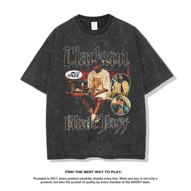 Nba Long Sleeve Shirt Nba T Shirt Clarkson Piston Basketball Star Printed Short Sleeve T-shirt High-quality pure cotton comfortable and trendy clothing