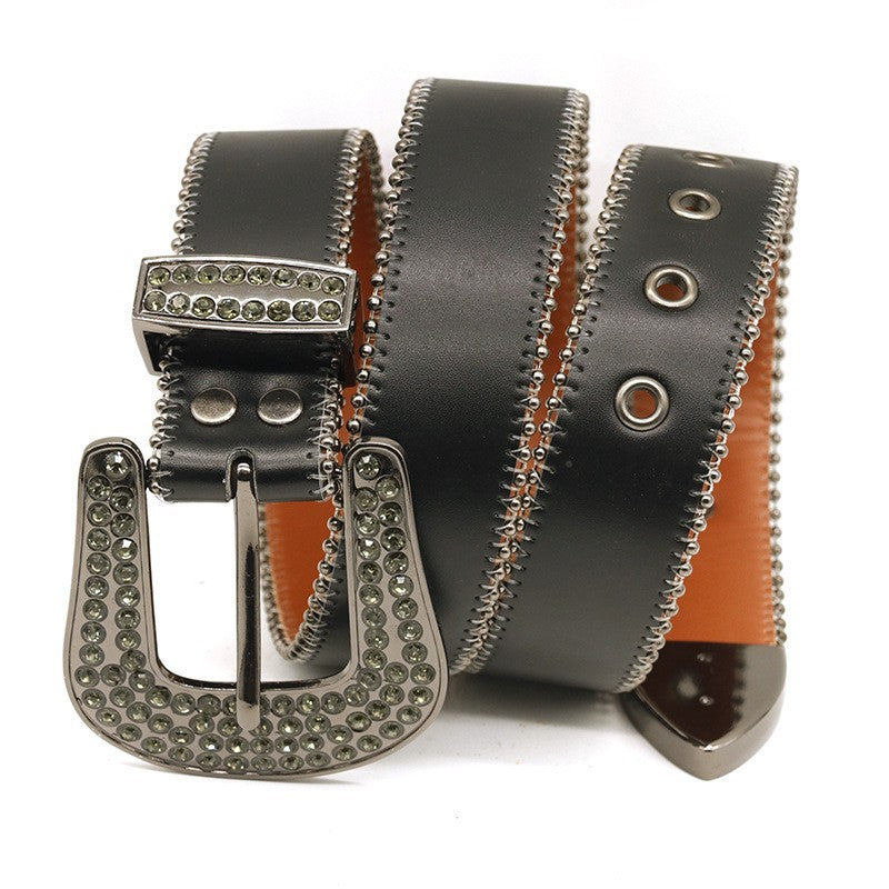 Hip-hop punk rhinestone belt dark style