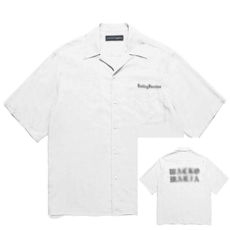GUILTYPARTIES TIGER Shirts Solid color embroidered Hawaiian rayon short-sleeved shirt trendy brand