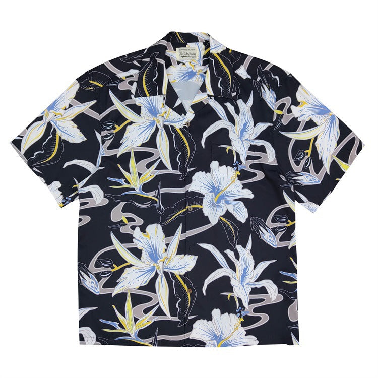 GUILTYPARTIES TIGER Shirts Limited Lily, Bird of Paradise Rayon Hawaiian Short Sleeve Shirt Men