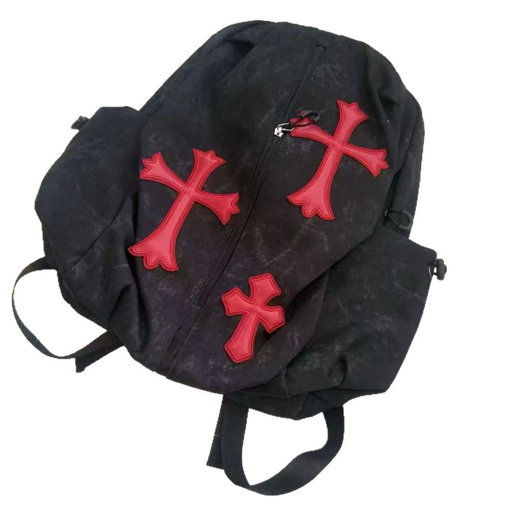 Cross-pattern bag Chrome fashion hottie cross punk subculture large capacity backpack