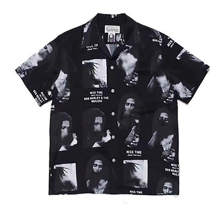 GUILTYPARTIES TIGER Shirts Basquiat graffiti Hawaiian short-sleeved flower shirt for men and women