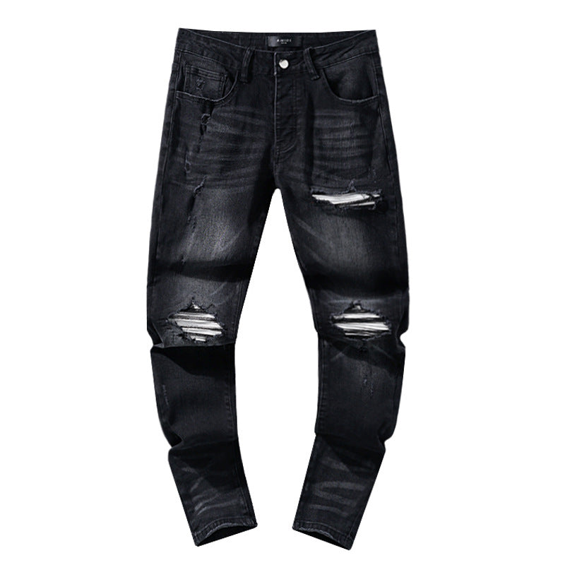 AM Jeans Fashion Black Ripped Loose