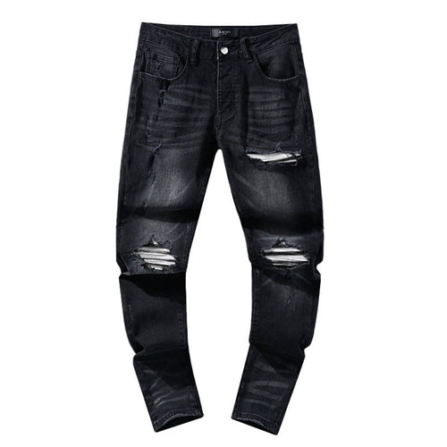AM Jeans Fashion Black Ripped Loose