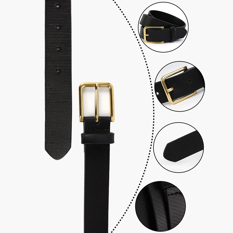 Hip-hop punk rhinestone belt with gold square buckle