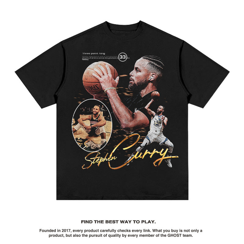 Nba T Shirt Nba Warriors Curry Basketball Star Printed Short Sleeve T-shirt High-quality pure cotton comfortable and trendy clothing