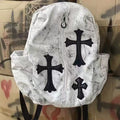 Cross-pattern bag Chrome retro tie-dye printed cross backpack trendy schoolbag leisure travel