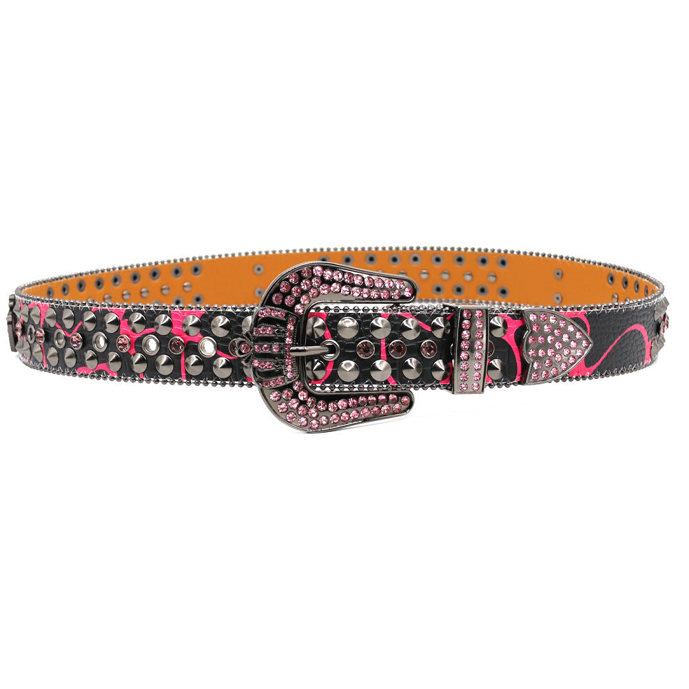 Hip-hop punk rhinestone belt dark punk style crown accessories