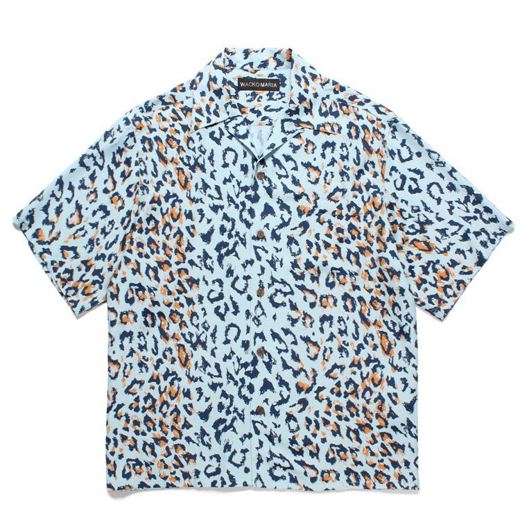 GUILTYPARTIES TIGER Shirts Leopard Rayon Hawaiian Short Sleeve Shirt Beach Vacation Shirt