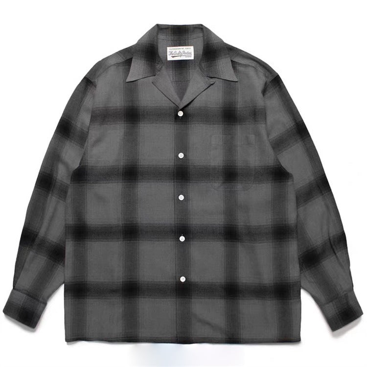 GUILTYPARTIES TIGER Long sleeved shirt plaid striped Hawaiian long-sleeved shirt