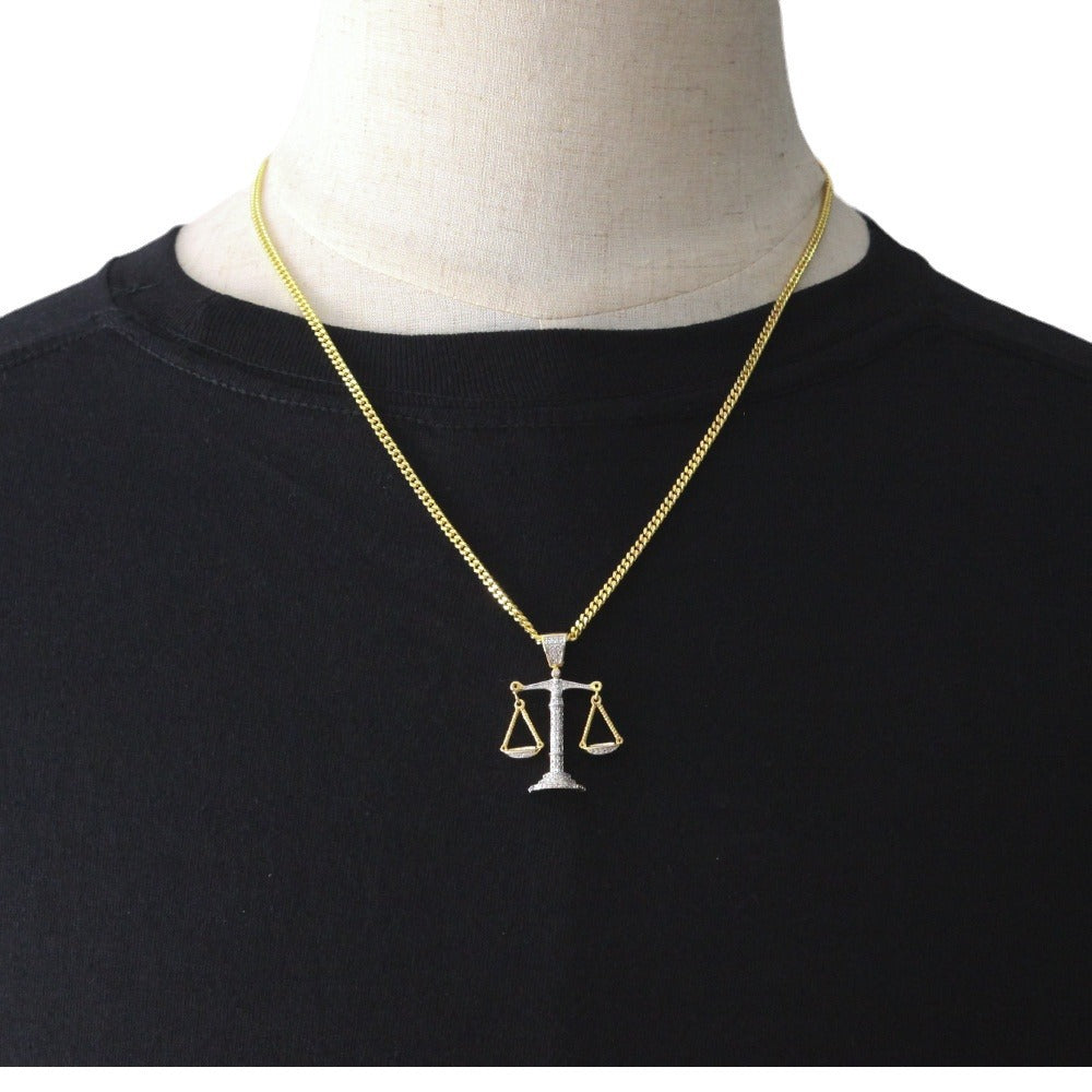 Jewelry Two Tone Copper with Zircon Copper Pendant Balance Necklace Spectrum Royalty