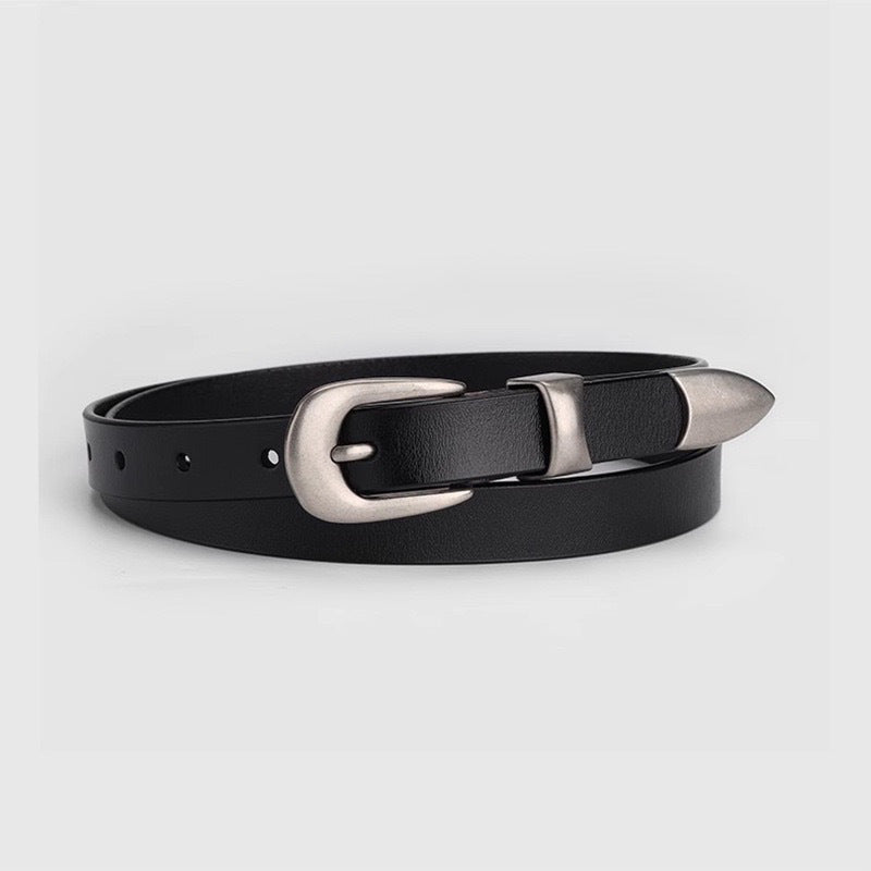 American vintage-style leather belt Cleanfit style belt Simple metal pin hand belt Casual commuter men and women