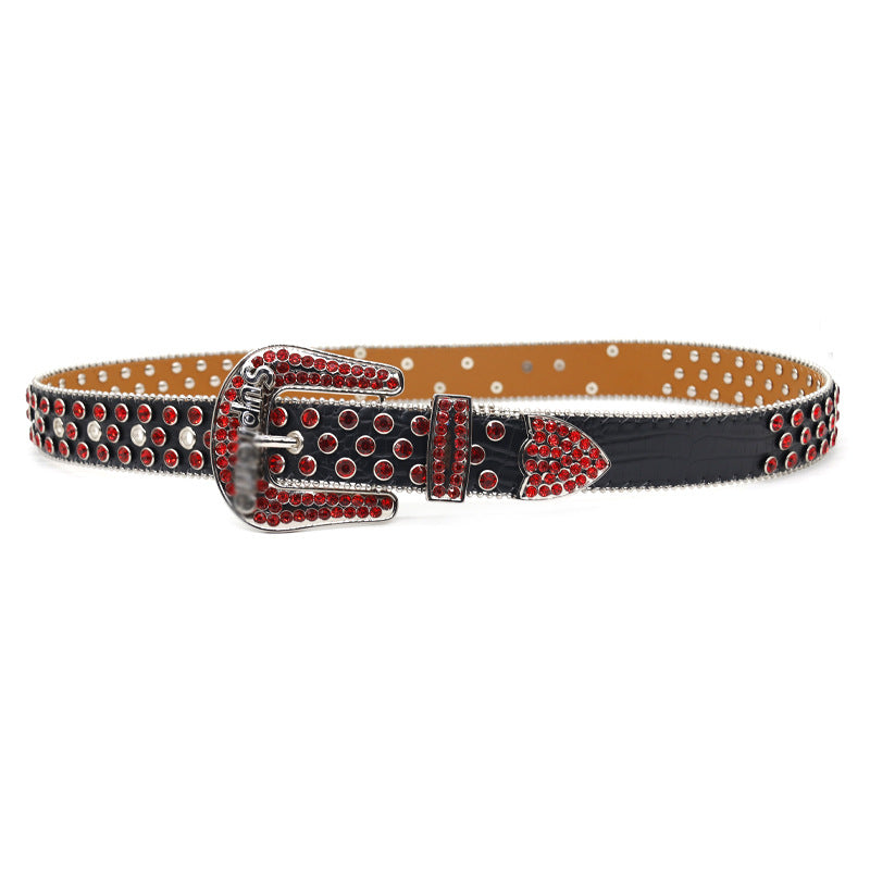 Hip-hop punk rhinestone belt punkletter pin buckle