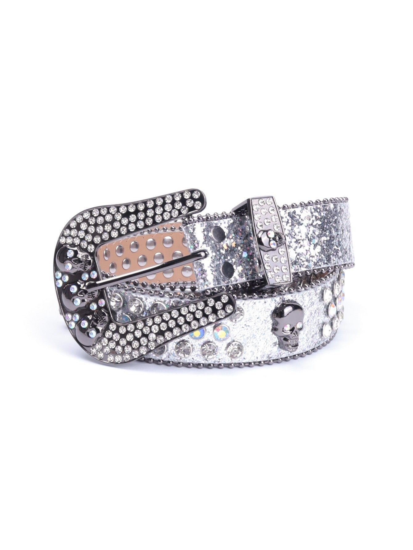 Hip-hop punk rhinestone belt punk style skull
