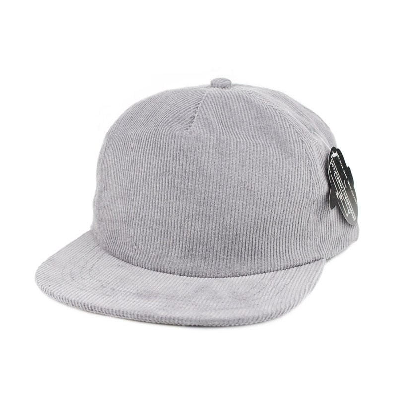 Trendy flat brimmed snapback hatscorduroy autumn winter breathable heattech