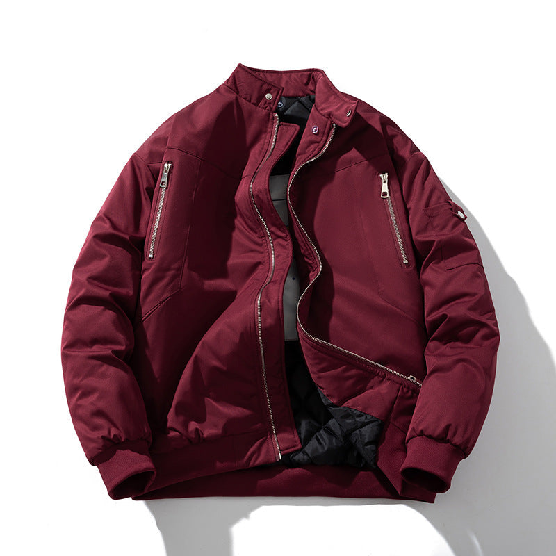 Men Vintage Jackets Autumn and Winter Padded Cotton Thickened Semi-turtleneck Jacket Cotton Jacket