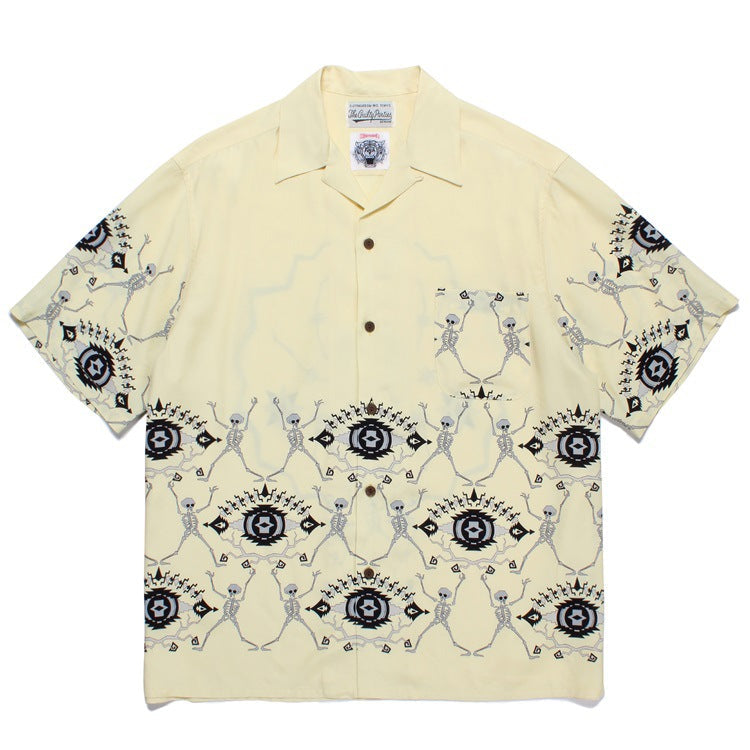 GUILTYPARTIES TIGER Shirts 23SS WOLF'S HEAD Spider Hawaiian Loose Short Sleeve Shirt Men