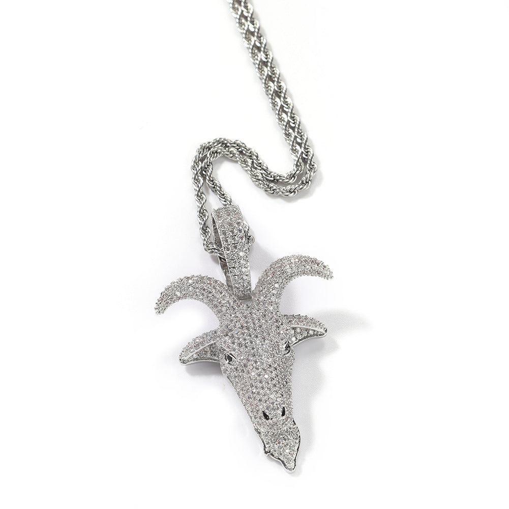 Jewelry Copper Zircon Goat Animal Men's Pendant Fashion Animal St. Valentine's Spectrum